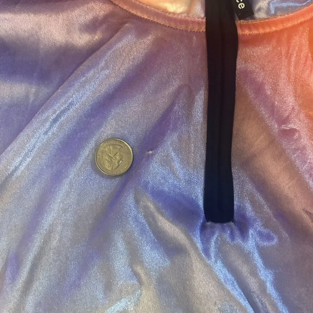 Justice Sport girl's purple orange velour half zip pullover jacket, medium